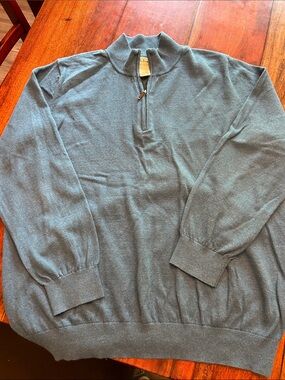 L.L. Bean Men's Zip-Neck Sweater in Blue